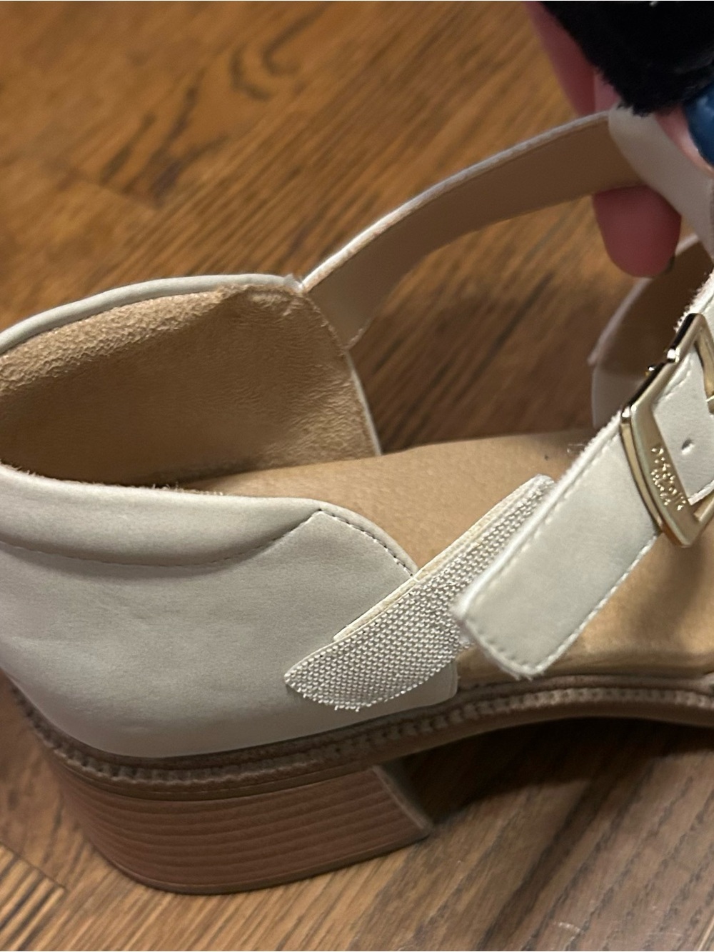 Dr. Scholl's Cream Strappy fisherman Block Heel closed toe Sandals - Picture 7 of 8